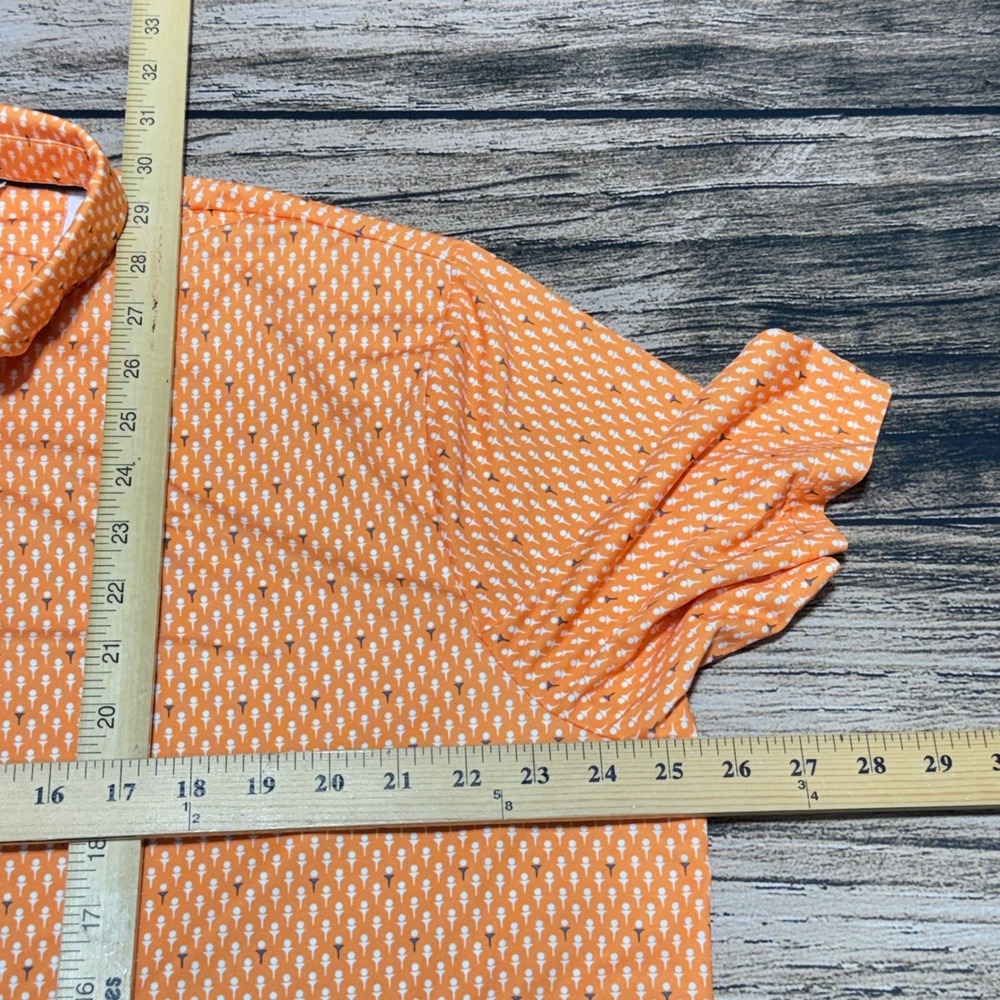 RLX Ralph Lauren Golf Polo Shirt Mens XL Orange Tee AOP Print Performance - Picture 6 of 7